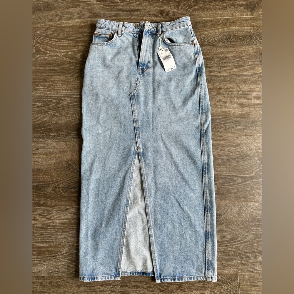 Denim maxi jean skirt